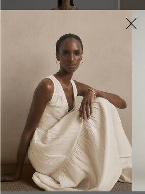 Quince 100% Organic Cotton Gauze Tiered Maxi Dress Tasted Almond